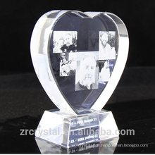 Laser 3D personnalisé gravé K9 clair cristal coeur Awards Best Birthday de cristal, cadeaux Souvenirs de mariage